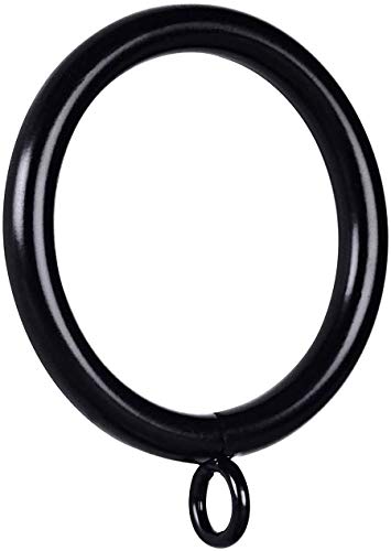 JushengXMX Metal Curtain Rings with Eyelet 1.49” Inner Diameter,Fits Up to 1 1/4-Inch Rod (Black,60Pcs)