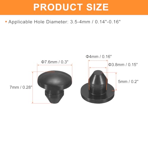 Image of uxcell 28Pcs Silicone Plugs, Rubber Round Snap in Locking Hole Plugs for 3.5-4mm Hole, Hole Stoppers Waterproof Hole Plug for Metal Tube, Furniture End Caps Inserts, Black