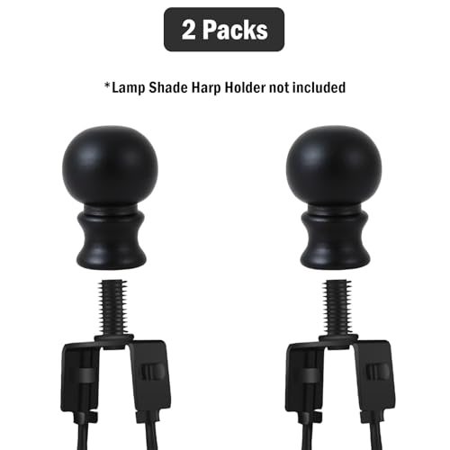 Image of 2 Pieces Black Lamp Finials, Solid Finials for Lamps, Lamp Shade Nut Screw Cap, Lamp Finials Decorative for Table Lamp, Floor Lamp