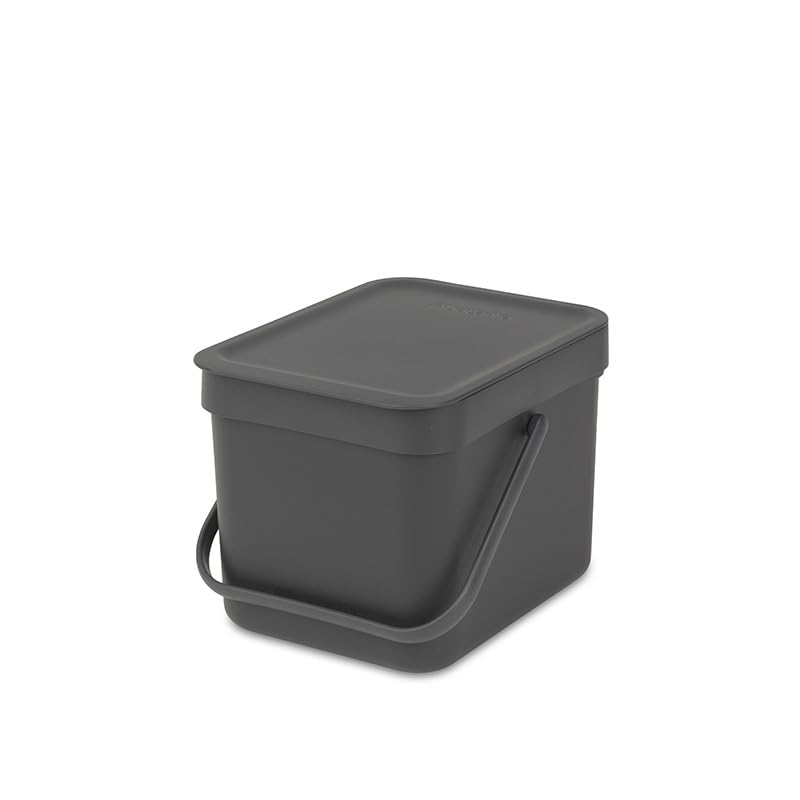 PROREGAL Abfallsammler mit Stay-open Deckel | 6 Liter, HxBxT 18x20x24,5cm | Kunststoff | Dunkelgrau