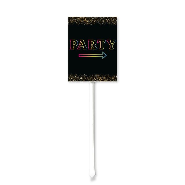 Bidesign (8X12) IN Party Yard Signs Arrow With Metal Stakes Kit Metal Lawn Sign Stand Outside Garden Grass Signs Outdoor Birthday Graduation Party Decorations