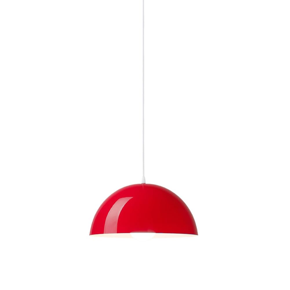 KBUUKYYXouy Glossy Dome Semicircle Hanging Lamp, Colorful Ceiling Pendant Light Fixture, Minimalism Metal Lighting, Industrial Chandelier for Kitchen Island Sink Dining Room Counter(Red,11.8in)
