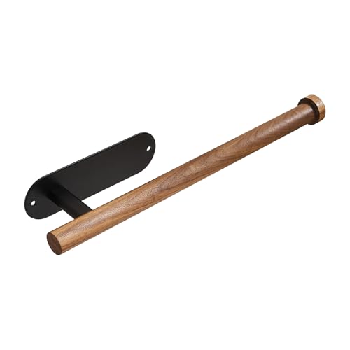 Paper Towel Holders for Kitchen,Bathroom, Sink, Pantry, Fridge,Paper Towels Bulk- Self-Adhesive Under Cabinet,Both Available in Adhesive and Screws,(Black, Walnut Wood)