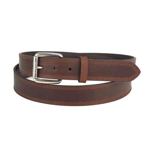 ARIAT Men's Triple Row Stitch Leather Belt, Dark Copper, 54