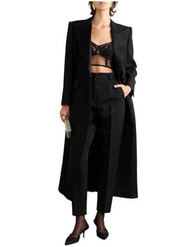 Manteau Long Blazer costume veste de soirée noire unie