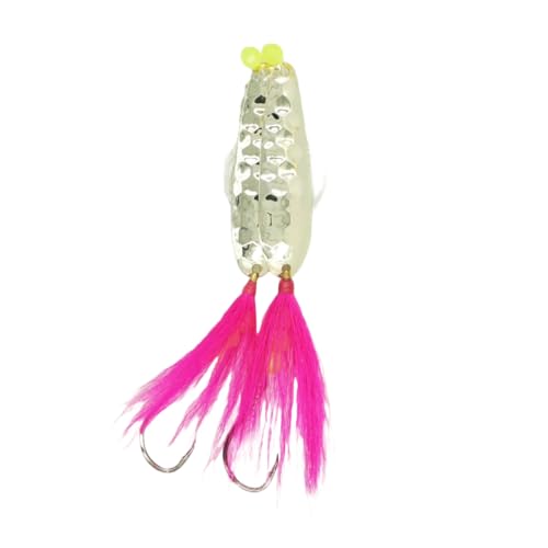Generic SeaSnare - Fluke Pro - Original Hi-Lo Double Spoon Teaser Rig (Chrome Spoon, 6/0 Hook Pink Teaser)