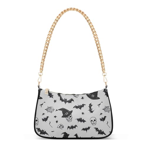 Halloween Bat Shoulder Bag for Women, Handbag with Chain Strap, Soft Purse Tote Bag for Ladies