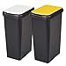 Tontarelli Set 2 Cubos de Reciclaje Touch&Lift 90 litros Color Negro con Tapa, Doble-Amarillo/Blanco