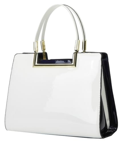 Bolsa feminina moderna de couro envernizado brilhante, bolsa de ombro, bolsa de ombro de grande capacidade, bolsas de trabalho, C - Branco, One Size