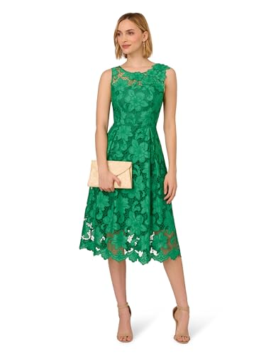 Image of Adrianna Papell Women's Lace Boat Neck Midi Dress