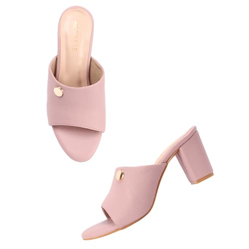 Image of TRASE Women's Slip-On Block Heels Sandals| Fashionable Sandals for Women & Girls | Light weight, Soft Footbed, Comfortable & Stylish - (47068)