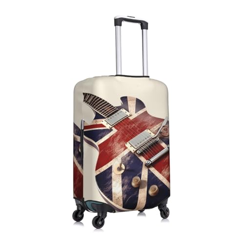 Travel Luggage Cover Fashion Suitcase Protector Guitar British Flag Spandex Baggage Covers Washable Suitcase Covers Anti-Scratch Luggage Cover Protectors Fits 18-32 Inch Suitcases Large2