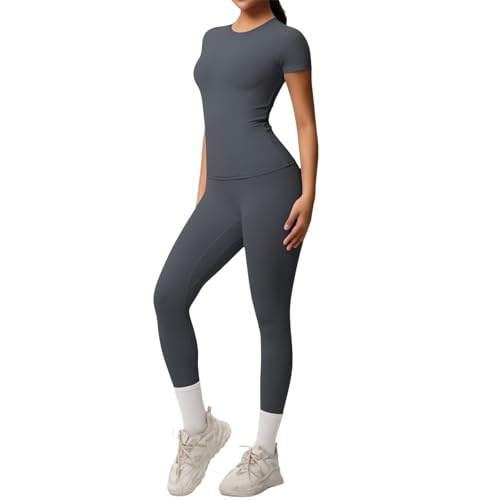 Leggings taille haute et haut manches longues ensemble sport femme