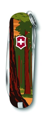 Image of Victorinox Classic SD Swiss Army Knife, Sequoia National Park | 7-Function Swiss Mini Knife, Small Blade, Nail File, Screwdriver, Key Ring, Swiss Made, Compact EDC for Keys and Bags