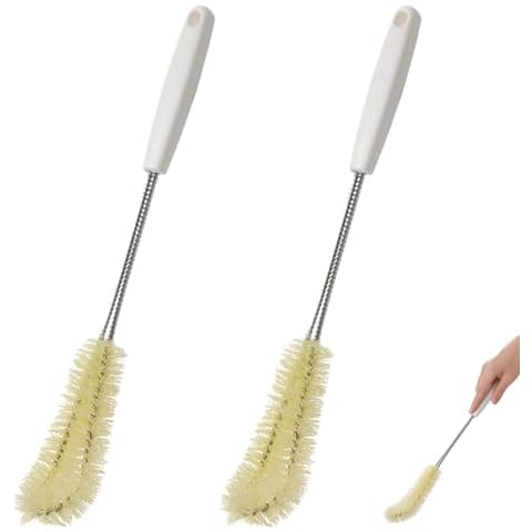 2-Pack 16 inches Long Handle Bottle Cleaning Brushes - Ideal for Coffee Glasses, Pots, Milk Cups, Mugs, Wine Bottles, and Baby Bottles (Beige) Cover
