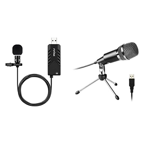 FIFINE TECHNOLOGY USB Lavalier Microphone, Lapel Clip-on Cardioid Condenser Mic, 50-16000 Hz Frequency Response, Plug and Play for Skype, YouTube, Google Voice Search, Games, Windows Cover