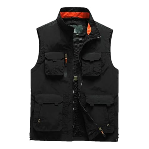 Chaleco casual de verano multibolsillos con cremallera para hombre activo