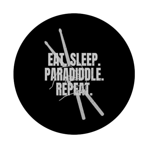 Drummer Percussionist Drumming Eat Slee Paradiddle Repeat PopSockets Swappable PopGrip, Black - Image 3