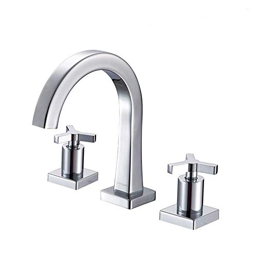 50% Off Discount JOMOO 8 inch Brass Widespread Bathroom Sink Faucet 2 Handles 3 Holes Deck Mounted Waterfall Lavatory Factory with Ceramic Valve and Faucet Supply Hoses Chrome