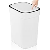 UUJOLY Small Bathroom Trash Can with Lid Slim Wastebasket Garbage Can Plastic Container Basket for Kitchen...