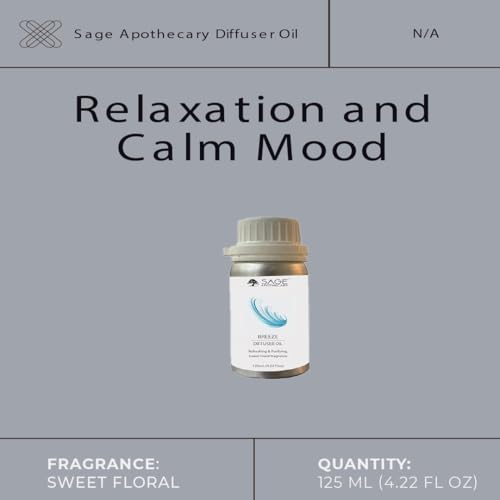 Image of Sage Apothecary Diffuser Oil for Relaxation, Calm Mood, 125 ml (125 ml, Breeze)