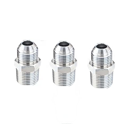 Image of (3 Pack) 1 /2 inch Hydraulic Hose Adapter Fittings,1 /2 inch JIC 37 Male x 1 /2 inch NPT Male, Straight Tube Connectors with Protection Cover