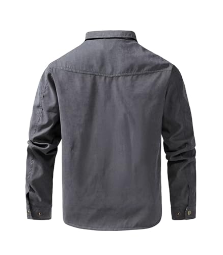 Image of FTIMILD Men's Flannel Lined Shirt Jacket Rugged Snap Button Shacket Cowboy Western Style Long Sleeve Outdoor Fall Jacket