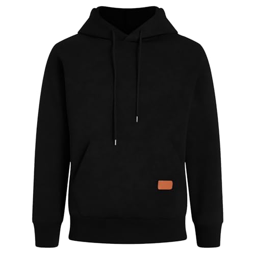 Mens Cotton Fleece Hooded Sweatshirt Casual Long Sleeve Hoodies Pullover Fashion Oversized Hoodie with Kanga Pocket3