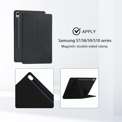 Image of Magnetic Case for Samsung Galaxy Tab S10 FE /S9 FE 10.9 Inch /S9 11 Inch (SM-X520 /X526B /X510 /X516B /X710 /X716B) Tablet with S-Pen Holder, Auto Wake /Sleep Smart Tablet Cover, Black
