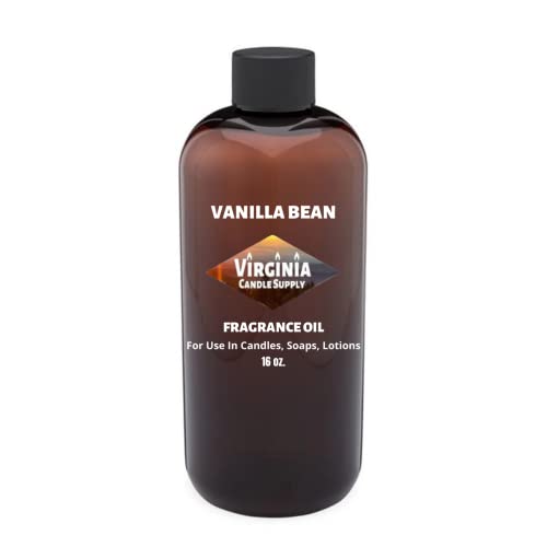 Virginia Candle Supply Vanilla Bean Fragrance Oil (16 oz Bottle) for Candle Making Soap Making Room Sprays Lotions Car Fresheners Slime Bath Bombs Warmers