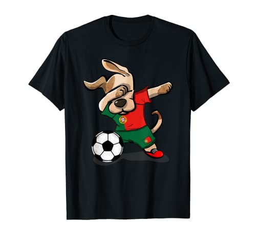 Dabbing Dog Portugal Maillot de football portugais T-Shirt