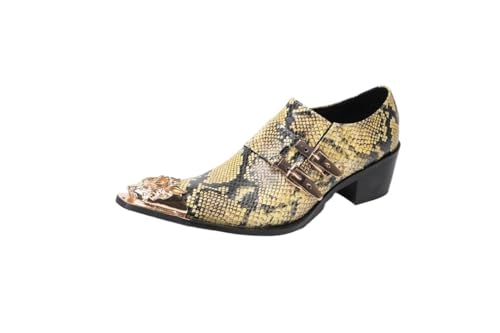 Formal Loafer Dress Oxford for Men Block Heel Slip On for Meeting Genuine Leather