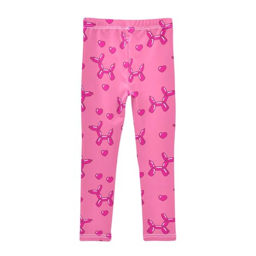 Pink Balloon Dog Heart Girls Leggings,Workout Leggings for Girls Toddler Athletic Leggings Size for 3-10T2