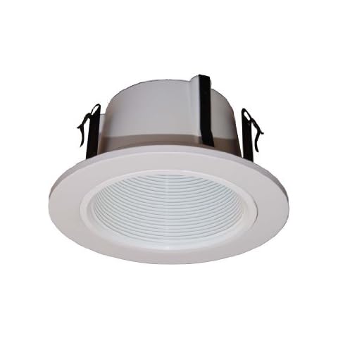 4 Inches Line Voltage Phenolic Stepped Baffle Trim/Trims for Recessed Light/Lighting-White-Replaces Halo 993W Cover