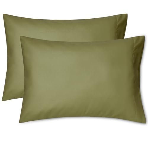 Image of EXQ Home Toddler Pillowcases 13x18 Travel Pillow Case Set of 2, Small Pillow Case Fits Baby Pillow Sized 12x16, 13x18, Kids Pillowcases 2 Pack Machine Washable with Envelope Closure(Olive Green)