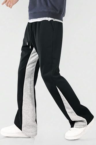 GINGTTO Mens Sweatpants Open Bottom Patchwork Stacked Paint Track Pants3