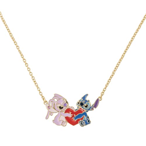 Disney Collar con colgante de corazón chapado en oro de Stitch &