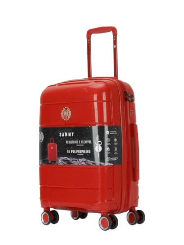 Mala de Viagem De bordo pequena Padrão Anac 10kg Com Rodas duplas 360° Polipropileno Com cadeado Senha tipo TSA Expansiva sammy Vermelha