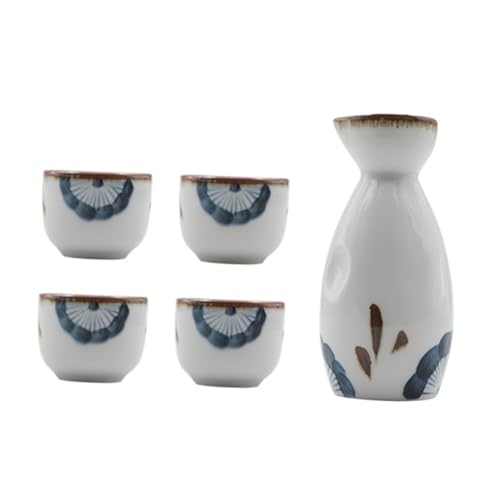 VOSAREA 1 Set Sake Glass Set with Infuser Warmer Top Lantern Store Art Tee Men Kit Vintage Lid Cup Ceramics