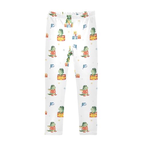 CaTaKu Girls Leggings Christmas Tree Cute Dragon Leggings for Girls Kids Athletic Workout Yoga Pants Size 4-10T