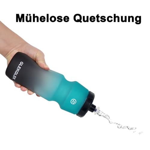 GLEKGLEK Fahrrad Trinkflasche 750ml, Geruchsfrei Sport Trinkflasche für Fitness Radfahren Wandern Schwimmen (Schwarz Weiß & Grün Schwarz) – Bild 6