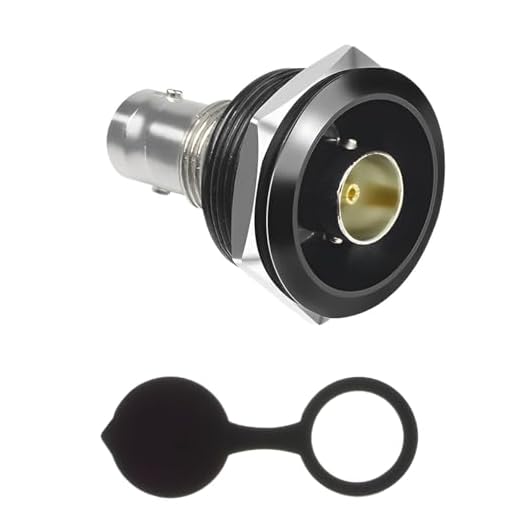 SDI-Compatible BNC Female-to-Female Coaxial Adapter - 75 Ohm Gold-Plated Panel Mount Connector with Waterproof Cover and Threaded Fastening for Improved Communication and Surveillance Systems (Black)