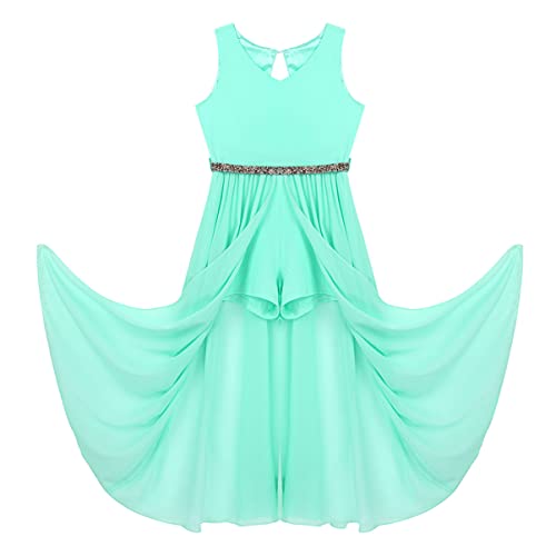 Kids Girls V Neck Chiffon Long Wedding Party Dress Sleeveless Maxi Romper Dress Pageant Proms Ball Gown3