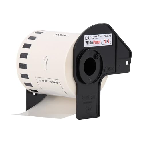 Image of Brother Genuine DK-225124PK Continuous Length Replacement Labels, Black /Red Label on White Paper Tape, Engineered with Excellence, 2.4 inch x 50 feet, (24) Rolls per Box (DK225124PK)