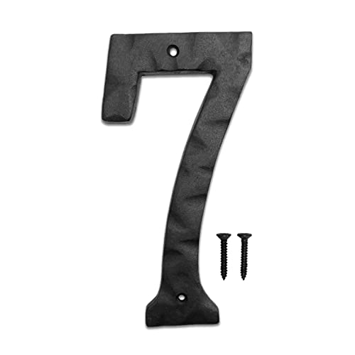 Image of NACH House Numbers for Outside, 6 inch Black Address Numbers for House - Number 7 - Rustic Numbers for Outside with Mounting Hardware