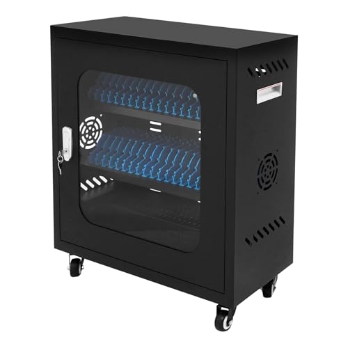 Image of 40-Device Charging Station, Charging Cabinet for Cellphones & Tablet Computers, Rechargeable Cellphone Locker Storage Charging Station, Locking Laptop Storage Box with Cable Management