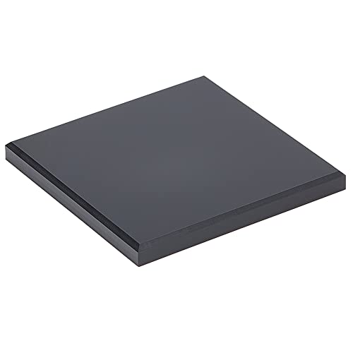 BENECREAT Acrylic Display Base 4x4x0.6 Inch, Acrylic Square Beveled Display Block, Black Solid Cube Stand, for Jewelry Crafts Display, Display Stand Base