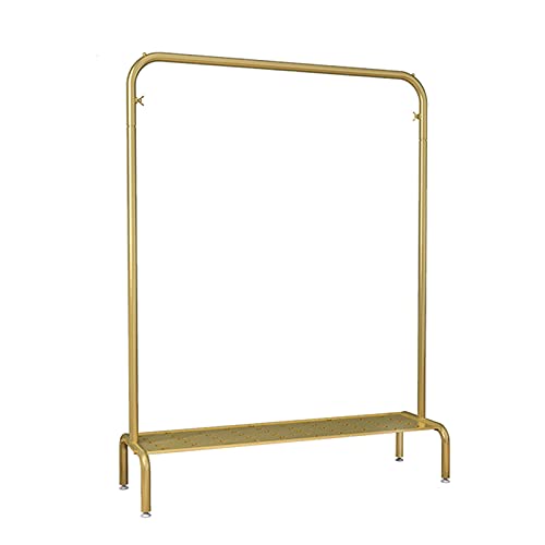 HSOYGE Perchero para Ropa, Perchero con Estante de Almacenamiento, Perchero de 28 mm con Patas de elevación Ajustables, Moderno Soporte de exhibición de Ropa (Dorado, 100 cm)