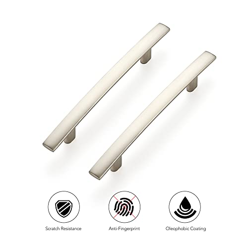 Image of Ravinte 5 Pack Cabinet Handles Brushed Nickel Cabinet Pulls Kitchen Cabinet Handles,Curved Drawer Pulls in 6 Inch Length with 3.75 Inch Hole Center Arch Kitchen Cabinet Hardware