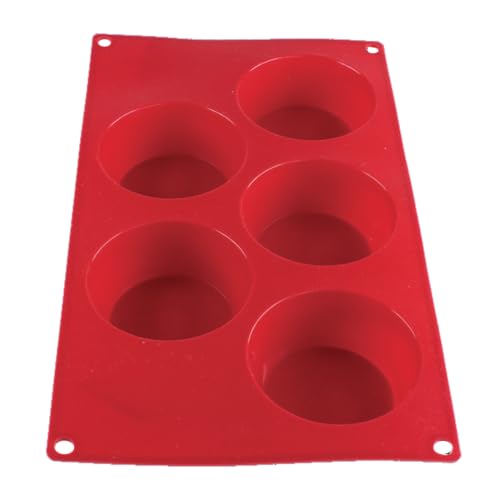 FSE PLBM003S Baking Mold, 4-3/5 oz., -40° - 550°F temperature range, (5) muffin cavities, flexible, unbreakable, non-stick, stain resistant, dishwasher safe, high heat silicone, red